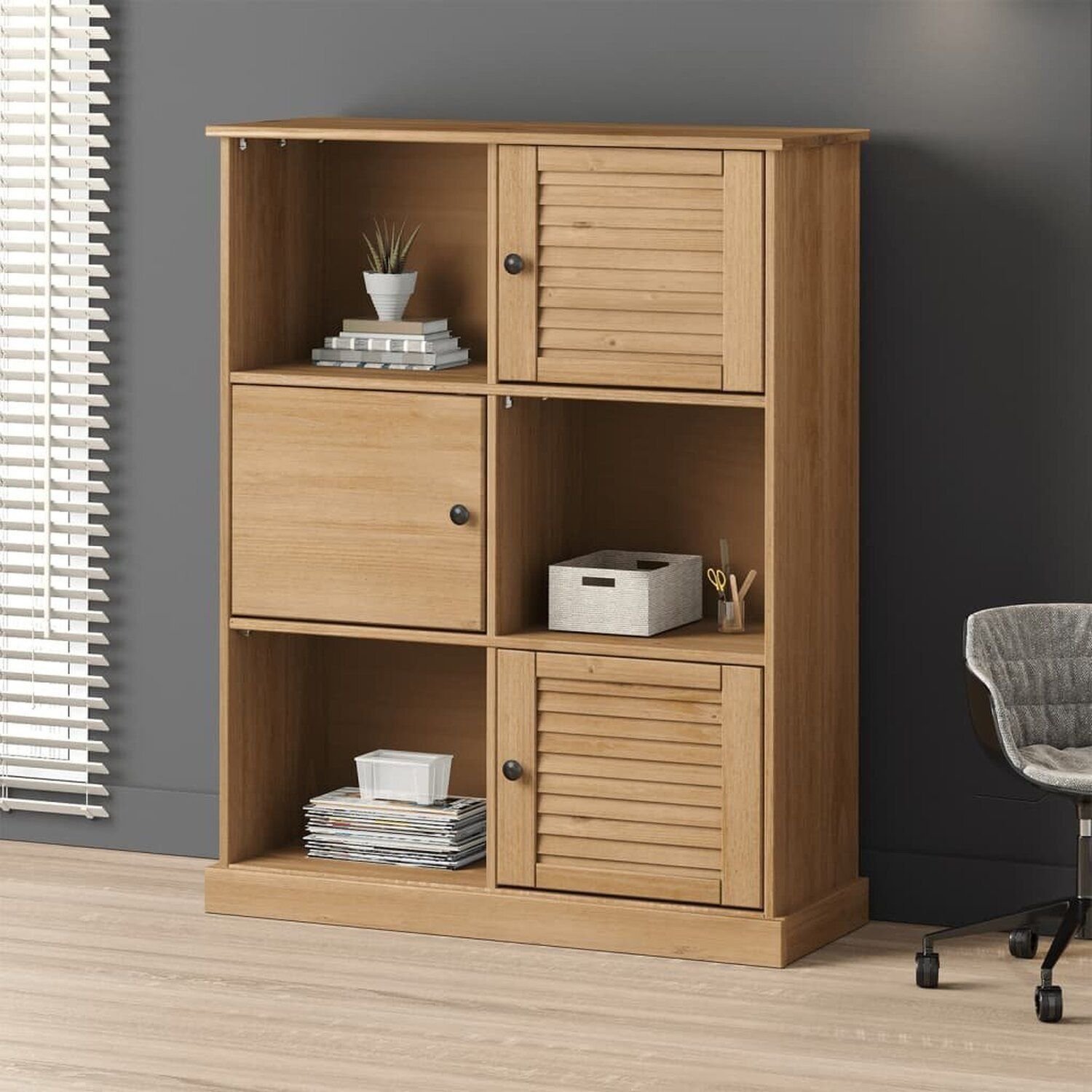 平棚 1175x350x300 Estante 3 Portas e 3 Nichos Madeira Maciça Pinus | MadeiraMadeira