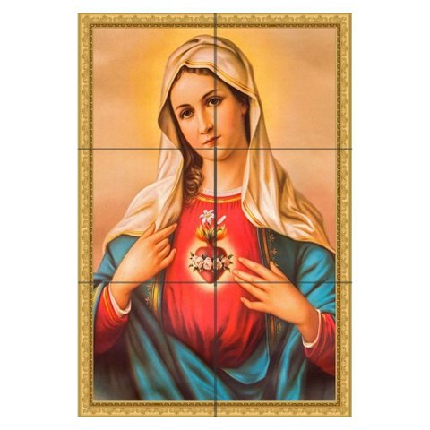 Quadro Imaculado Coração de Maria 60x40 em Azulejos