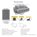 Ver imagem 5 de Sofá Retrátil Reclinável Verona com Molas Ensacadas no Assento Tecido Linho Cinza Claro 2,50m