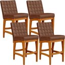 Ver imagem 1 de Kit 04 Banquetas Baixa Cozinha Bancada Bar Sala Jantar Fixa Mila L02 Couríssimo Marrom - Lyam