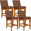 Ver imagem 2 de Kit 04 Banquetas Baixa Cozinha Bancada Bar Sala Jantar Fixa Mila L02 Couríssimo Marrom - Lyam