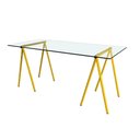 Ver imagem 3 de Escrivaninha De Vidro Itaim Cavalete Base Ferro Amarelo - Preto