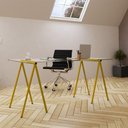 Ver imagem 1 de Escrivaninha De Vidro Itaim Cavalete Base Ferro Amarelo - Preto