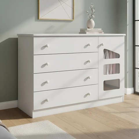 Cômoda Ludi Sapateira 4 Gavetas 100% MDF para Quarto Infantil