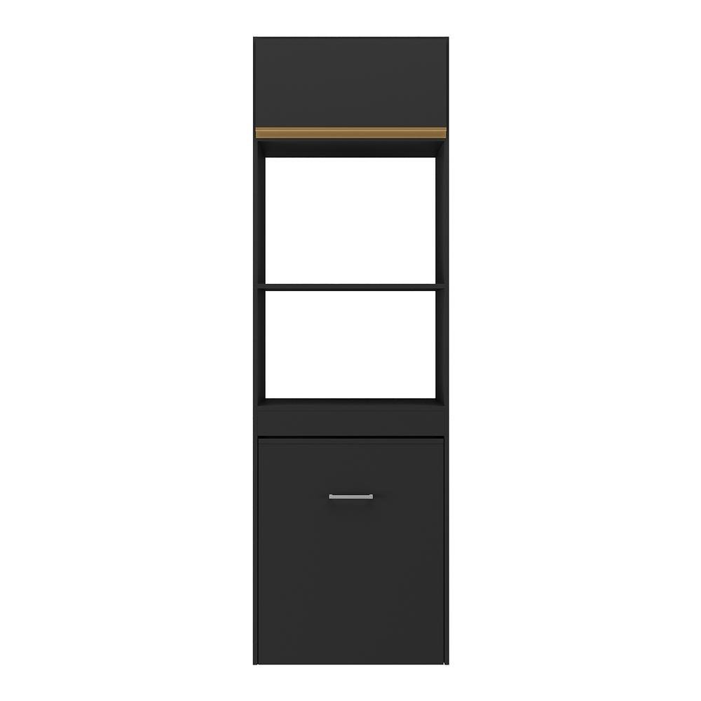 Paneleiro com Mesa Dobrável 1 Porta para Forno e Microondas Veneza Multimóveis V3709 Preto/Dourado - 6