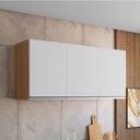 Ver imagem 5 de Balcão de Cozinha com Tampo 100cm e Armário Aéreo 3 Portas Andréia Amêndoa Branco - Ajl
