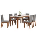 Ver imagem 3 de Mesa de Sala Jantar Marina C/ Tampo Madeirado C/ Vidro Curvo 160x80cm Freijo/off White - Dj Móveis