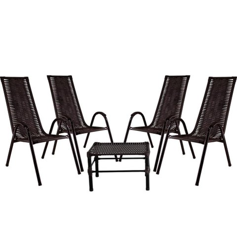 Jogo Com 4 Cadeiras E Mesa De Centro Canadá Tabaco