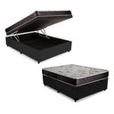 Ver imagem 1 de Cama Box Baú Casal + Colchão Espuma D33 com EPS Acolchões Sintético 70x138x188:Preto