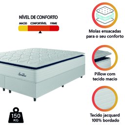Cama Box Casal King Colchão Molas Ensacadas com Pillow Sevilha Hellen - 5