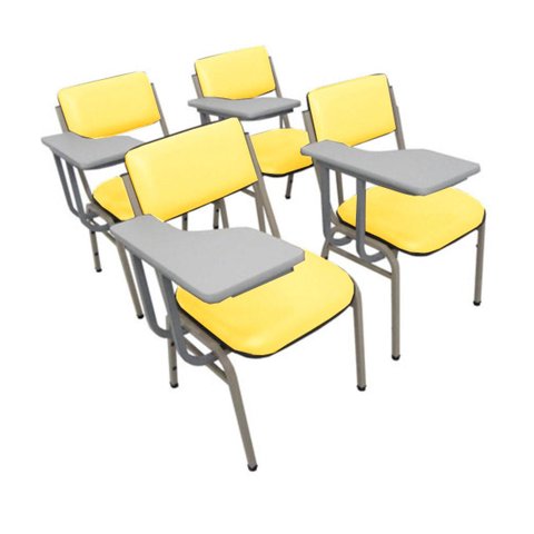 Kit com 4 Cadeiras para Auditórios Linha Hotel Smart Amarelo