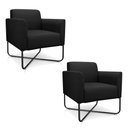 Ver imagem 1 de Kit 2 Poltronas Decorativas Base Industrial X Preta Maressa S07 Suede Preto - Ibiza
