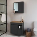 Ver imagem 1 de Conjunto para Banheiro Gabinete Suspenso 60cm com Espelheira Bahamas Preto/Grafite