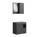 Ver imagem 2 de Conjunto para Banheiro Gabinete Suspenso 60cm com Espelheira Bahamas Preto/Grafite