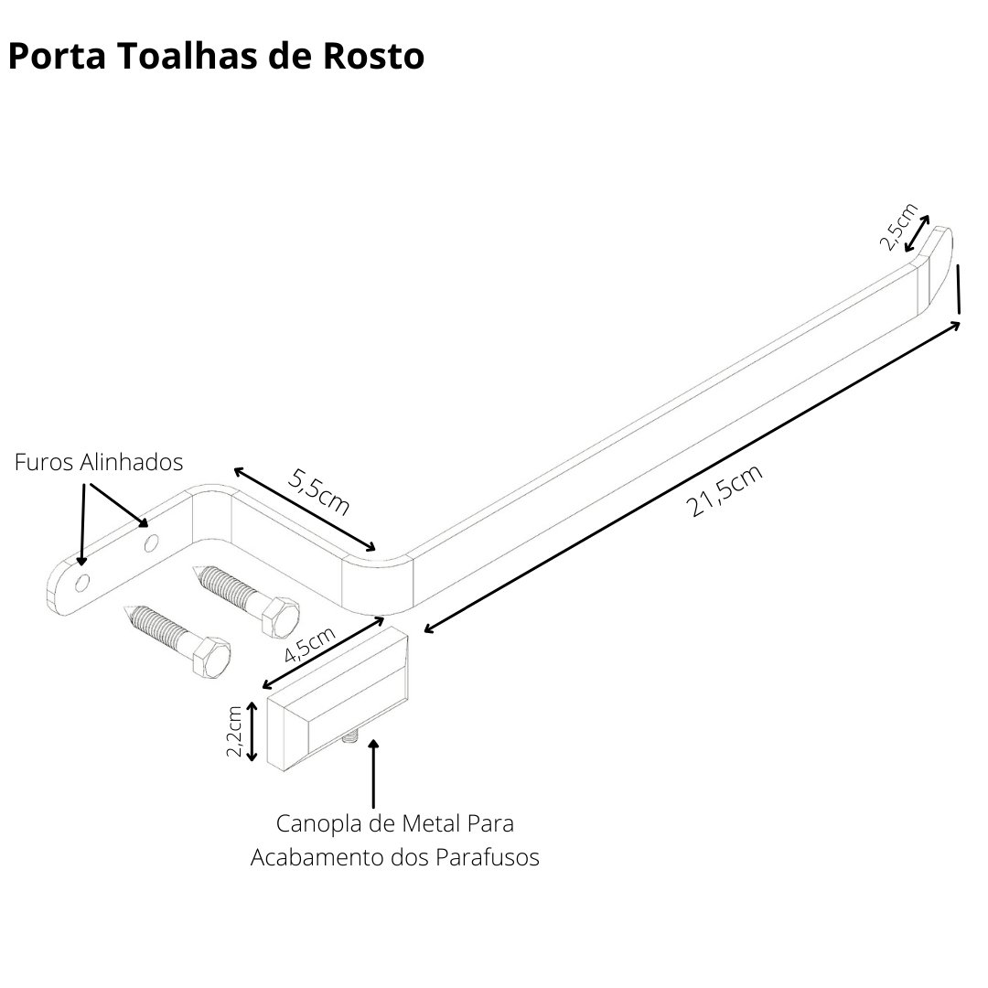 Suporte Porta Toalha De Rosto Parede Preto Fosco Empire - 4