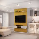 Ver imagem 1 de Conjunto com Painel Ripado e Bancada Suspensa 143cm Trento para Sala de Estar Cedro Bali DJ Móveis
