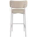 Ver imagem 4 de Kit 06 Banquetas Alta Bar Cozinha Sala de Jantar Aço Branco Kaira C01 Linho Areia Courino Café -