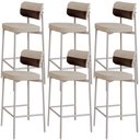 Ver imagem 1 de Kit 06 Banquetas Alta Bar Cozinha Sala de Jantar Aço Branco Kaira C01 Linho Areia Courino Café -