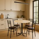 Ver imagem 2 de Mesa de Jantar Redonda 80cm Pinus com 4 Cadeiras Estofada Preta