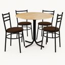 Ver imagem 1 de Mesa de Jantar Redonda 80cm Pinus com 4 Cadeiras Estofada Preta