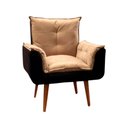 Ver imagem 2 de Poltrona Opala Composê Cappuccino/ Preto Cadeira Decorativa Recepção - Bela Móveis