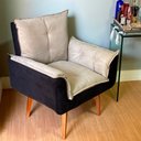 Ver imagem 1 de Poltrona Opala Composê Cappuccino/ Preto Cadeira Decorativa Recepção - Bela Móveis