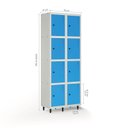 Ver imagem 2 de Armário Roupeiro Locker Guarda-Volume de Aço 8 Portas Pequenas com Fecho para Cadeado Vestiário Academia Azul/Cinza