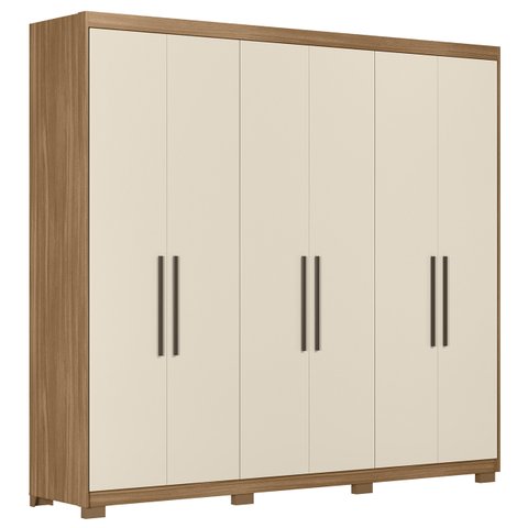 Guarda Roupa Casal 241cm 6 Portas Vanny D02 Amêndola/off - Mpozenato