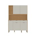 Ver imagem 2 de Cozinha Compacta 5 Portas 2 Gavetas 144,7cm Flora Bege Freijó/Soft Bege