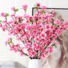 10 Ramos Galhos Flores Artificiais Cerejeiras Pessegueiro Rosa - 2
