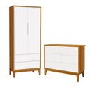 Ver imagem 1 de Jogo de Quarto Infantil Classic Guarda Roupa 2 Portas e Cômoda 6 Gavetas Branco/Savana com Pés