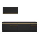 Ver imagem 1 de Armário de Cozinha Compacta 270cm com Rodapé Veneza Multimóveis V2111 Preto/Dourado
