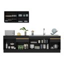 Ver imagem 4 de Armário de Cozinha Compacta 270cm com Rodapé Veneza Multimóveis V2111 Preto/Dourado