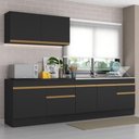 Ver imagem 7 de Armário de Cozinha Compacta 270cm com Rodapé Veneza Multimóveis V2111 Preto/Dourado