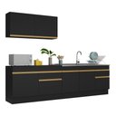 Ver imagem 3 de Armário de Cozinha Compacta 270cm com Rodapé Veneza Multimóveis V2111 Preto/Dourado