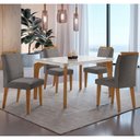 Ver imagem 1 de Conjunto Sala de Jantar Mesa Liz 120cm com Vidro Canto Copo e 4 Cadeiras Athenas Moderna