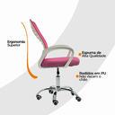 Ver imagem 5 de Cadeira de Escritório Oficial Esteirinha Mesh Ergonômica Giratória - Rosa - 6