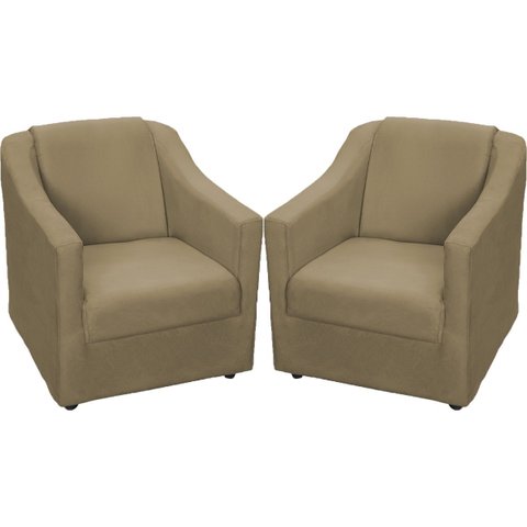 Kit 2 Poltronas Decorativa para Sala Recepção Manicure Barbearia Mila Tecido Suede Nude