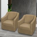 Ver imagem 2 de Kit 2 Poltronas Decorativa para Sala Recepção Manicure Barbearia Mila Tecido Suede Nude