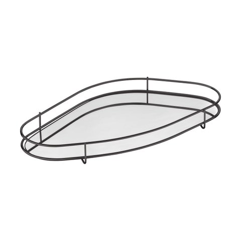Bandeja Hara Fence Orgânica Base Espelhada 41 X 23 Cm:preta