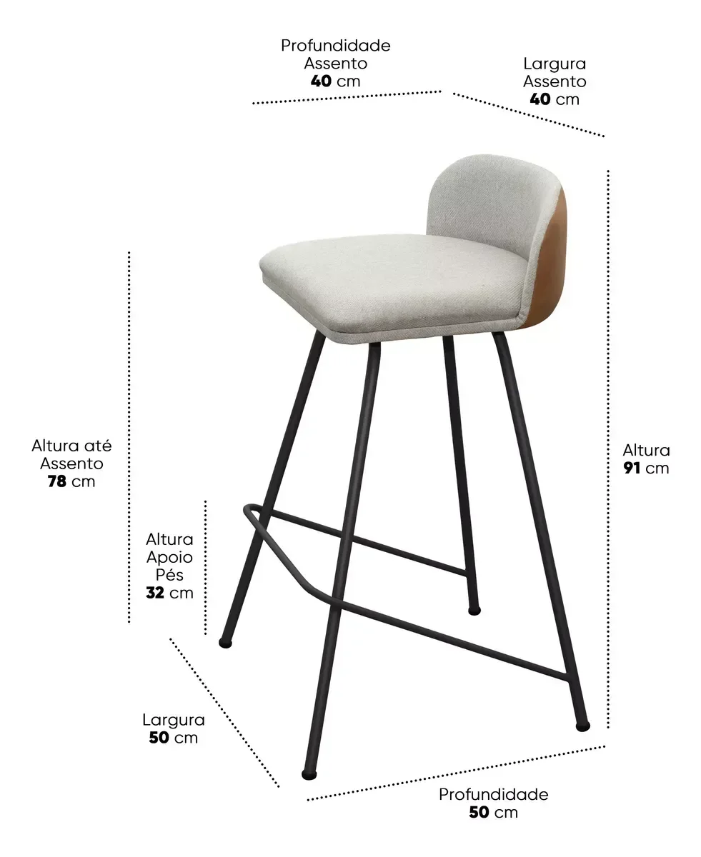 Ver imagem 4 de Kit 2 Banqueta Nobre Alta Balcão Cozinha Luxo Área Gourmet