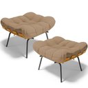 Ver imagem 1 de Kit 2 Puff's Decorativos Costela L02 Linho Bege Escuro - Lyam Decor