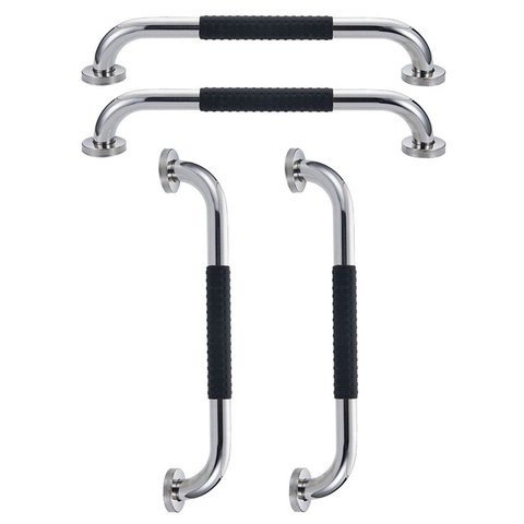 Barra de Apoio Inox 30cm Superficie Antiderrapante Kit 4 Unidades Banheiro Box Idoso Gestante Crianç