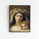 Ver imagem 2 de Quadro Virgem Maria Com Menino Jesus 45x34cm - com vidro:Madeira preta