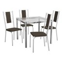 Ver imagem 2 de Conjunto Sala de Jantar Mesa com 4 Cadeiras Estofadas Cromado 795 Kappesberg Crome Cromado/marrom