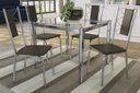 Ver imagem 1 de Conjunto Sala de Jantar Mesa com 4 Cadeiras Estofadas Cromado 795 Kappesberg Crome Cromado/marrom
