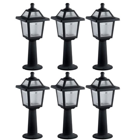 6 Balizadores de Jardim Pretos 45x18cm Luminárias de Chão Ex