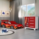 Ver imagem 6 de Conjunto Quarto Infantil Carros Vermelho Cama Solteiro e Cômoda MDF Criança Moderno Completo