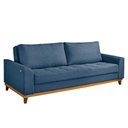 Ver imagem 2 de Sofá Living e Reclinável Jasmin Linho com Pés de Madeira Usb com Kit Usb Cor Azul 2164