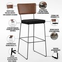 Ver imagem 4 de Kit 03 Banqueta Alta Cozinha Sala Jantar Allana L02 Couríssimo Marrom Linho Chumbo - Lyam Decor